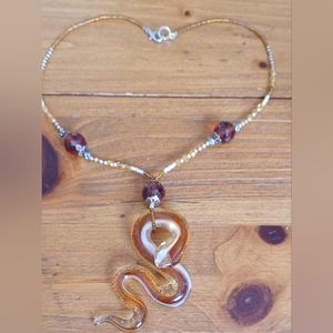 One of a kind hand blown glass necklace
